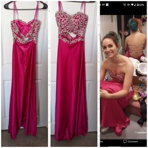 Hot pink La Femme gown size 0